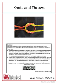 Clinical skills instruction booklet cover page, Knots and Throws